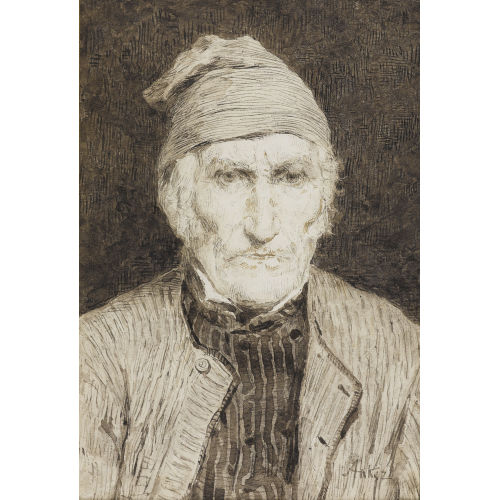 ALBERT ANKER : Bildnis eines alten Mannes mit Zipfelm�tze (DOBIASCHOFSKY AUKTIONEN AG)