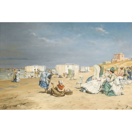 FREDERIC FLORIAN : Belebte Strandpartie (DOBIASCHOFSKY AUKTIONEN AG)