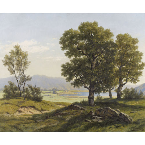 JAKOB EDWIN BACHMANN : Sonnige Seeuferpartie (DOBIASCHOFSKY AUKTIONEN AG)