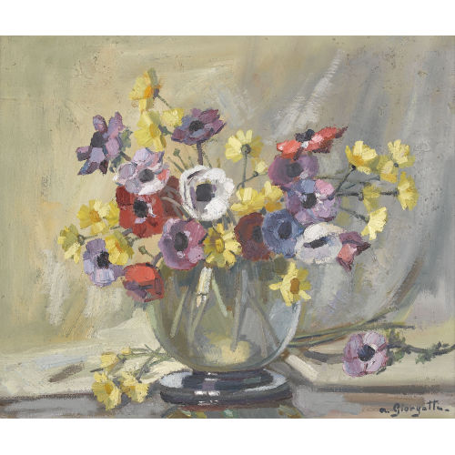 ANGELO GIORGETTI : Stillleben mit Anemonen in einer Glasvase (DOBIASCHOFSKY AUKTIONEN AG)
