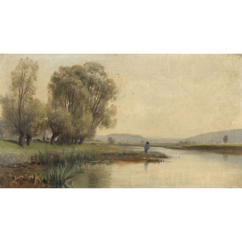 AUGUSTE LOUIS VEILLON : Flussuferpartie mit Staffage (DOBIASCHOFSKY AUKTIONEN AG)