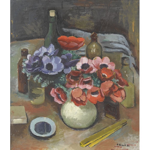 FERNAND RIARD : Atelier-Stillleben mit Anemonen (DOBIASCHOFSKY AUKTIONEN AG)