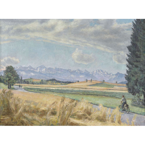 OTTO RUDOLF BRASCHLER : 'Kornfelder und Berner Alpen' (DOBIASCHOFSKY AUKTIONEN AG)