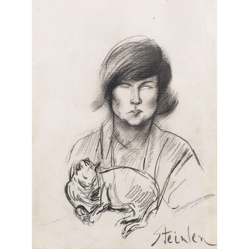 THEOPHILE-ALEXANDRE STEINLEN : Frau mit Katze (DOBIASCHOFSKY AUKTIONEN AG)