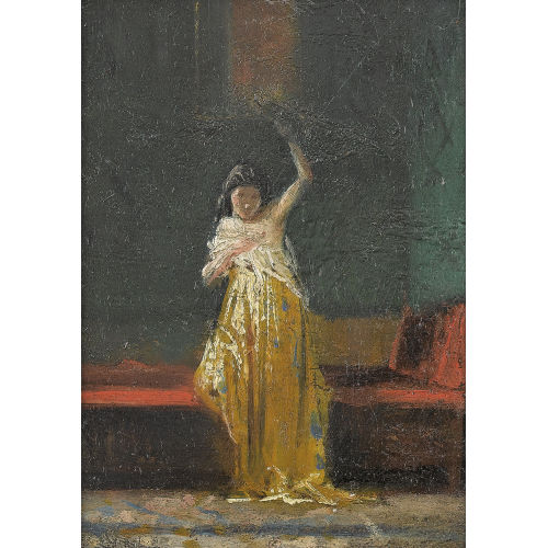 ANTONIO BARZAGHI-CATTANEO : Interieur mit stehender Dame (DOBIASCHOFSKY AUKTIONEN AG)