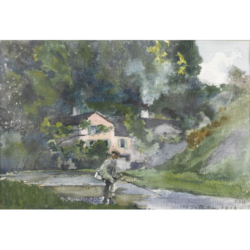 PAUL BOUVIER : Angler am Fluss (DOBIASCHOFSKY AUKTIONEN AG)