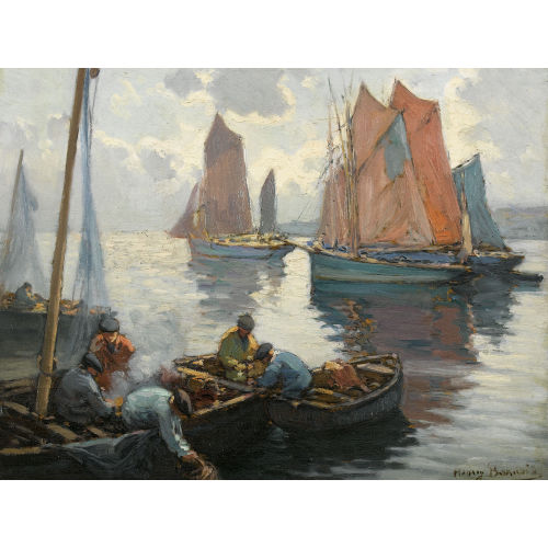 HENRI ALPHONSE BARNOIN : Bretonische Fischerboote auf dem Meer (DOBIASCHOFSKY AUKTIONEN AG)
