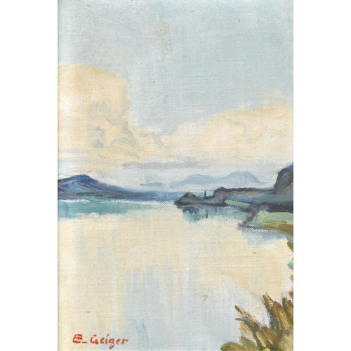 ERNST SAMUEL GEIGER : Herbstliche Uferpartie am Bielersee (DOBIASCHOFSKY AUKTIONEN AG)