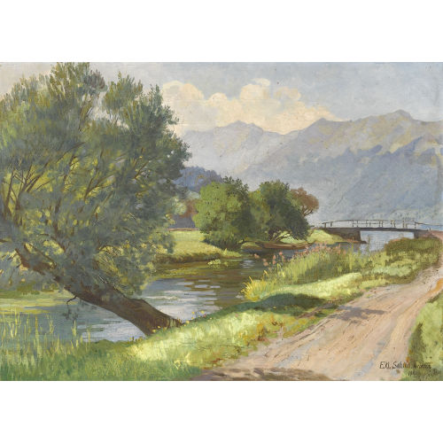 EDUARD SCHILD : Sommerliche Aarepartie am Brienzersee (DOBIASCHOFSKY AUKTIONEN AG)