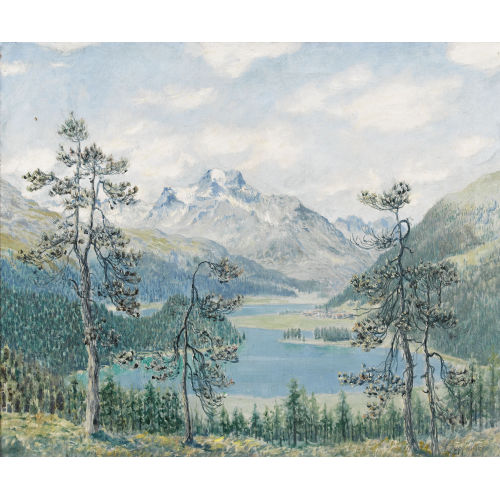 ERNST ZUPPINGER : Blick auf den Silsersee mit Piz de la Margna (DOBIASCHOFSKY AUKTIONEN AG)