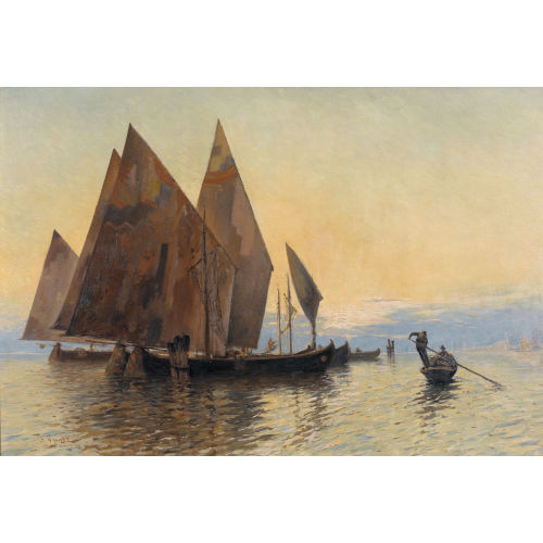 JULES GACHET : Segelboote in der Lagune von Venedig (DOBIASCHOFSKY AUKTIONEN AG)