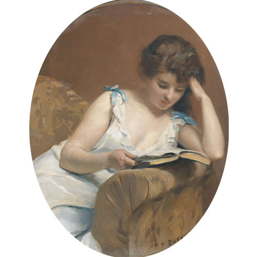 AUGUSTE FREDERIC DUFAUX : 'La liseuse' (DOBIASCHOFSKY AUKTIONEN AG)