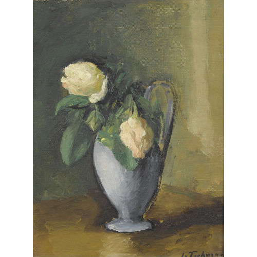 JOHANN WILHELM VON TSCHARNER : Weisse Rosen in einer Vase (DOBIASCHOFSKY AUKTIONEN AG)