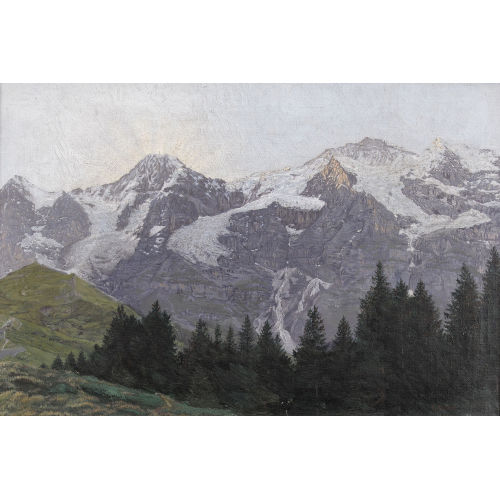 EMIL BRINER : Sommerliche Ansicht von Eiger, M�nch und Jungfrau (DOBIASCHOFSKY AUKTIONEN AG)