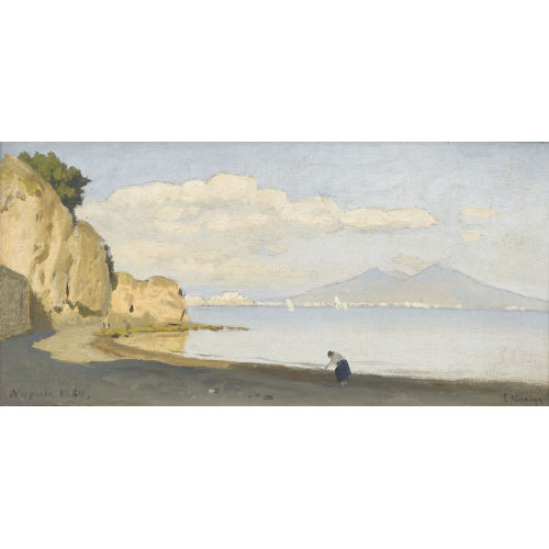 EDMUND BERNINGER : Strandpartie am Golf von Neapel mit dem Vesuv (DOBIASCHOFSKY AUKTIONEN AG)