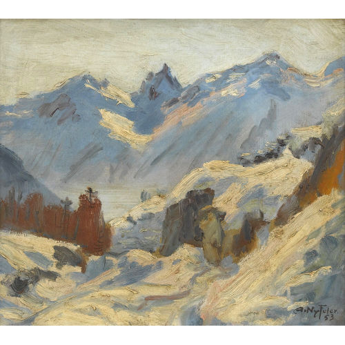 ALBERT NYFELER : 'An der Longa bei Blatten mit Faldumrothorn' (DOBIASCHOFSKY AUKTIONEN AG)