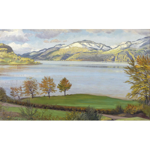 WALDEMAR THEOPHIL FINK : Herbstliche Thunerseelandschaft (DOBIASCHOFSKY AUKTIONEN AG)