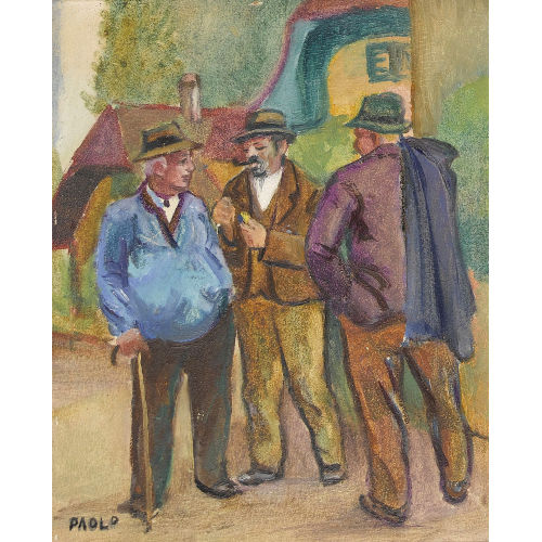 PAUL JAKOB) PAOLO (EIGTL. M�LLER : Wegpartie mit drei Herren (DOBIASCHOFSKY AUKTIONEN AG)