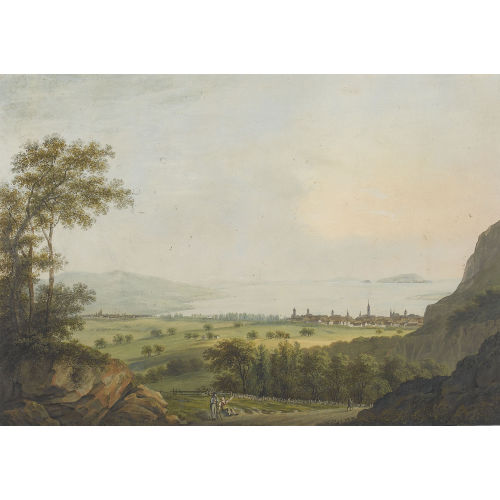 JOHANN LUDWIG BLEULER : 'Gegend v. Biel am Bielersee' (DOBIASCHOFSKY AUKTIONEN AG)