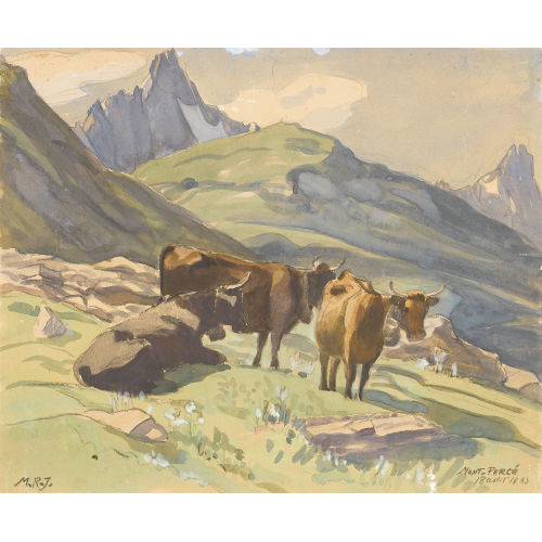 MARGUERITE REUTTER-JUNOD : 'Mont Dolent et b�tail' (DOBIASCHOFSKY AUKTIONEN AG)