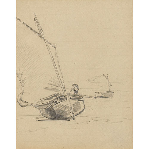 ALBERT ANKER : Zwei Segelboote am Strand (DOBIASCHOFSKY AUKTIONEN AG)