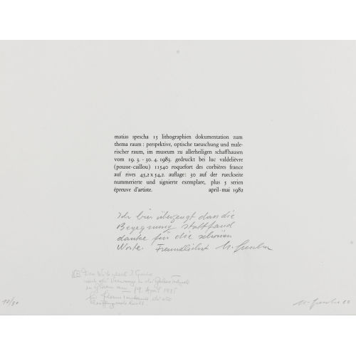 MATIAS SPESCHA : 'matias spescha 15 lithographien dokumentation zum...' (DOBIASCHOFSKY AUKTIONEN AG)