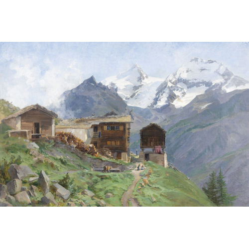 MARIE ROLLE : Walliser Dorfpartie mit Alpenpanorama (DOBIASCHOFSKY AUKTIONEN AG)