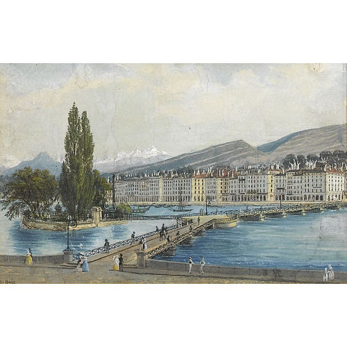 JEAN DU BOIS : Blick auf die Ile Rousseau und die Promenade in Genf (DOBIASCHOFSKY AUKTIONEN AG)