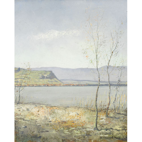 MAX CLEMENT : Uferpartie am Murtensee mit dem Mont Vully (DOBIASCHOFSKY AUKTIONEN AG)