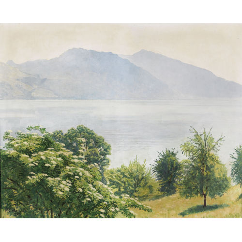 PLINIO COLOMBI : Blick auf den Thunersee im Sommer (DOBIASCHOFSKY AUKTIONEN AG)