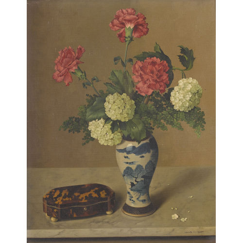 JOAN VAN (AUCH GENT GENT : Stillleben mit Schmuckk�stchen und Blumen in einer Vase (DOBIASCHOFSKY AUKTIONEN AG)