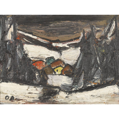 OSKAR ALTHAUS : Winterlandschaft mit B�umen und H�usern (DOBIASCHOFSKY AUKTIONEN AG)