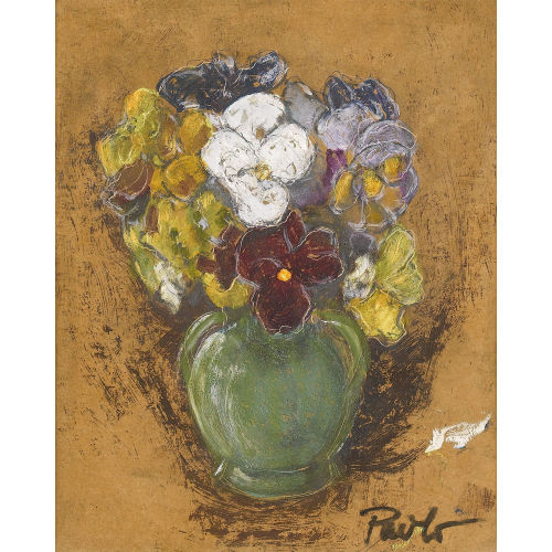 PAUL JAKOB) PAOLO (EIGTL. M�LLER : Stillleben mit Veilchen in gr�ner Vase (DOBIASCHOFSKY AUKTIONEN AG)