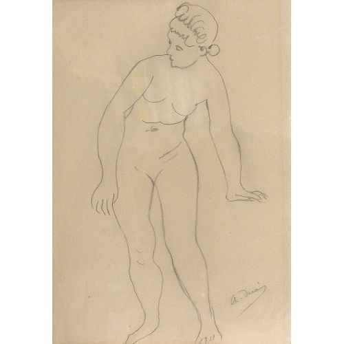 ANDRE DERAIN : Etude de nu f�minin debout de face, pench� en avant (DOBIASCHOFSKY AUKTIONEN AG)