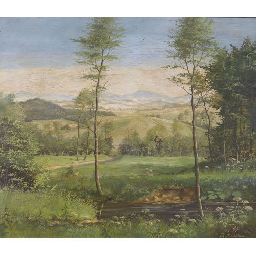 KARL SCHLOTTER : Sommerliche Landschaft mit einem Bach (DOBIASCHOFSKY AUKTIONEN AG)