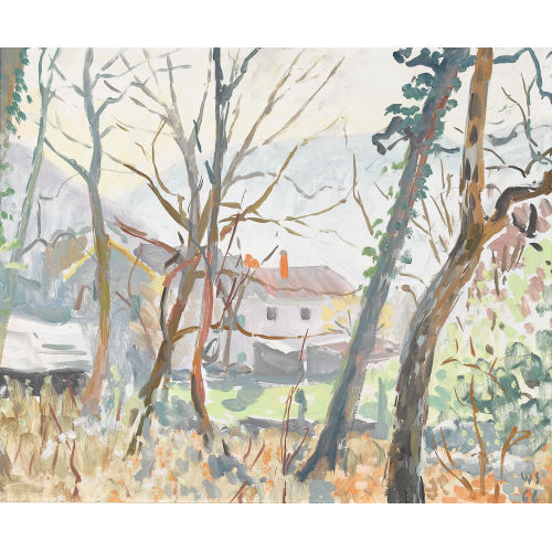 WALTER SAUTTER : Sonnnige Berglandschaft mit Geh�ft (DOBIASCHOFSKY AUKTIONEN AG)