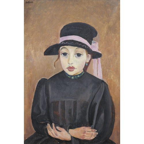 EMILE BRESSLER : Junge Dame mit schwarzem Hut (DOBIASCHOFSKY AUKTIONEN AG)