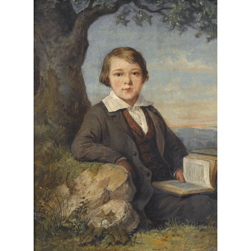 THEODOR PETTER : Bildnis eines J�nglings unter einem Baum mit Buch (DOBIASCHOFSKY AUKTIONEN AG)