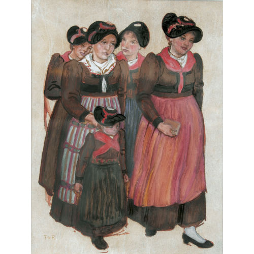 FRAN�OIS DE RIBAUPIERRE : Walliser Trachtenfrauen beim Kirchgang (DOBIASCHOFSKY AUKTIONEN AG)