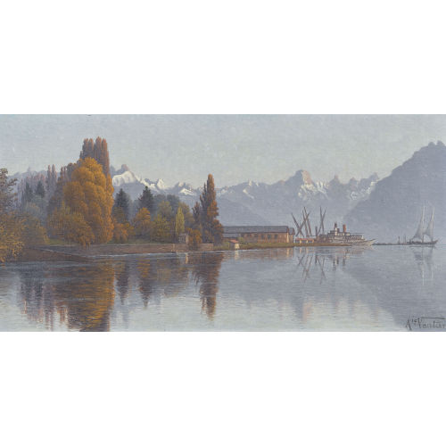 ALEXIS VAUTIER : Herbstliche Uferpartie am Genfersee (DOBIASCHOFSKY AUKTIONEN AG)