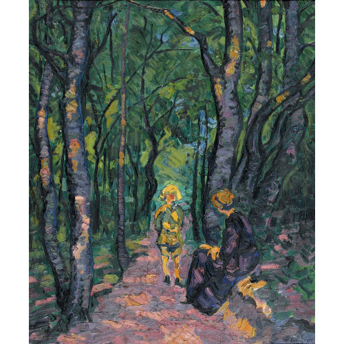 ERNST SAMUEL GEIGER : Sommerlicher Waldweg mit Mutter und Kind (DOBIASCHOFSKY AUKTIONEN AG)