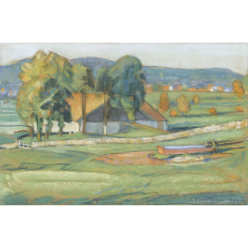 CHARLES L′EPLATTENIER : Sonnige Landschaft mit Bauernhof (DOBIASCHOFSKY AUKTIONEN AG)