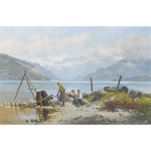 AUGUSTE BACHELIN : 'Rive du lac de Thoune � Faulensee' (DOBIASCHOFSKY AUKTIONEN AG)