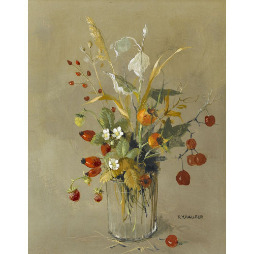 REN�E YOLANDA HAUSER : Blumenstrauss mit Walderdbeeren (DOBIASCHOFSKY AUKTIONEN AG)