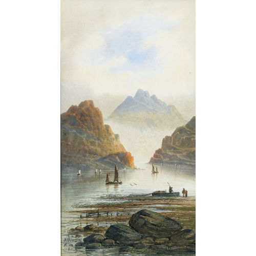SALOMON CORRODI : Italienische Seelandschaft mit Segelbooten (DOBIASCHOFSKY AUKTIONEN AG)