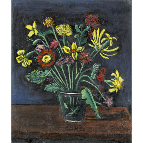 WILHELM SCHMID : Stillleben mit Feldblumen in einer Glasvase (DOBIASCHOFSKY AUKTIONEN AG)