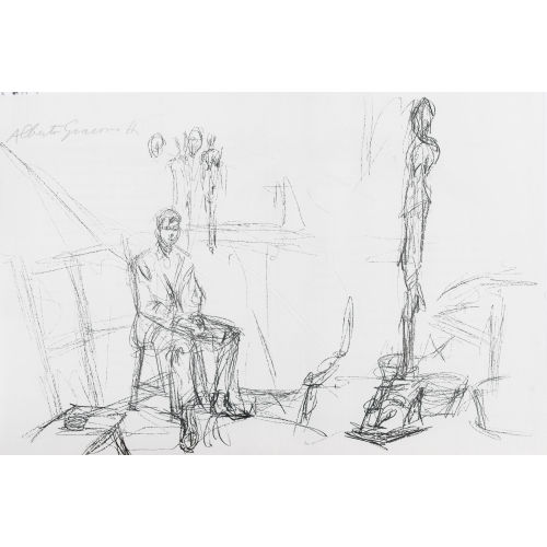 ALBERTO GIACOMETTI : 'Seated man and sculpture' (DOBIASCHOFSKY AUKTIONEN AG)
