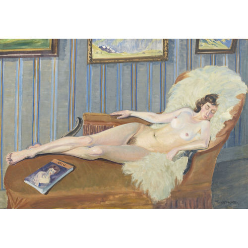 WALDEMAR THEOPHIL FINK : Schlafender weiblicher Akt auf Chaiselongue (DOBIASCHOFSKY AUKTIONEN AG)