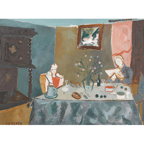 ANDR� LANSKOY : Interieur mit Paar am Tisch (DOBIASCHOFSKY AUKTIONEN AG)
