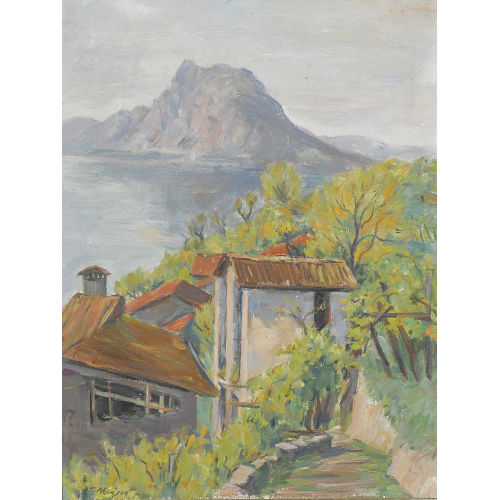 FRITZ MEIJER : Dorfpartie oberhalb des Lago di Lugano (DOBIASCHOFSKY AUKTIONEN AG)